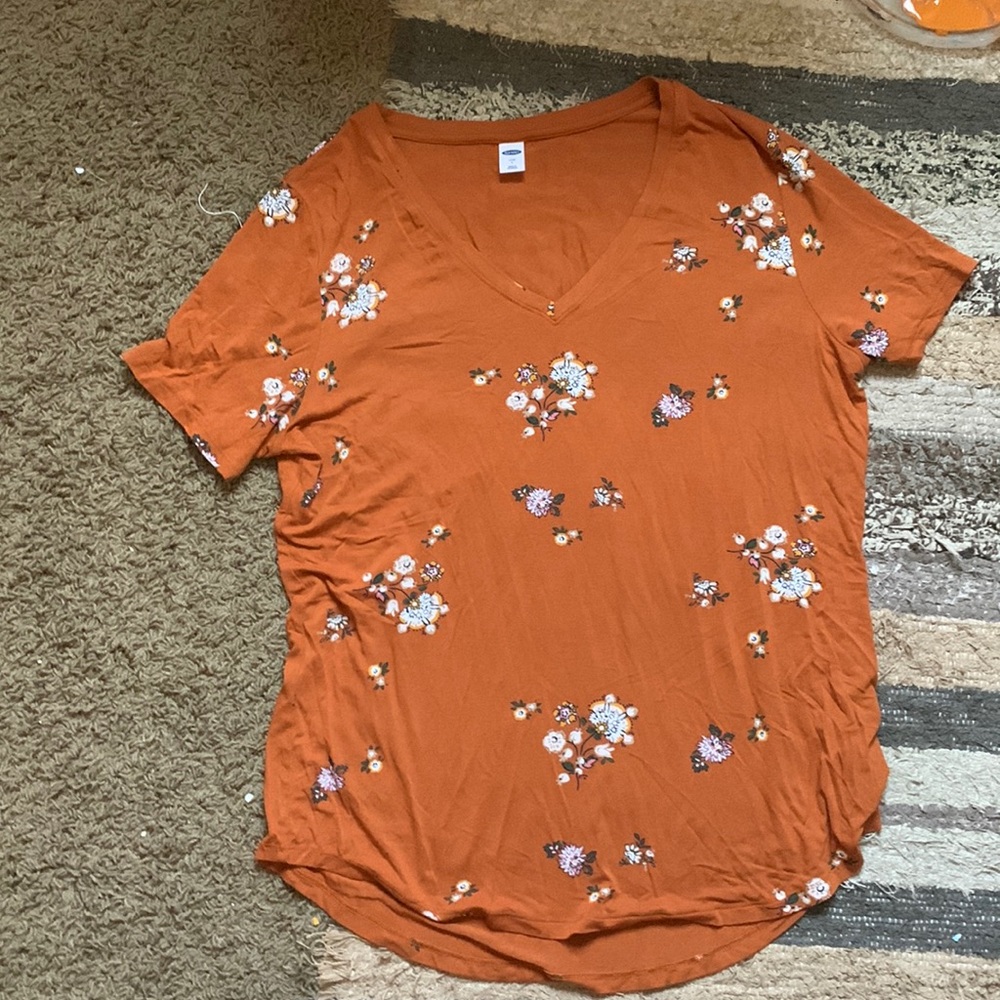 Old navy orange floral shirt